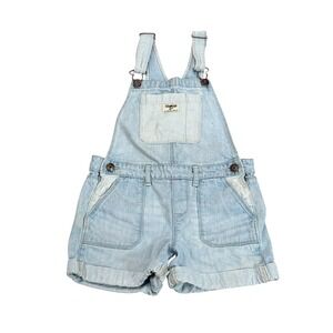 Vintage‎ OshKosh B'Gosh Vestbak Overalls Stripe Pocket Shorts Blue Girls 7 Denim